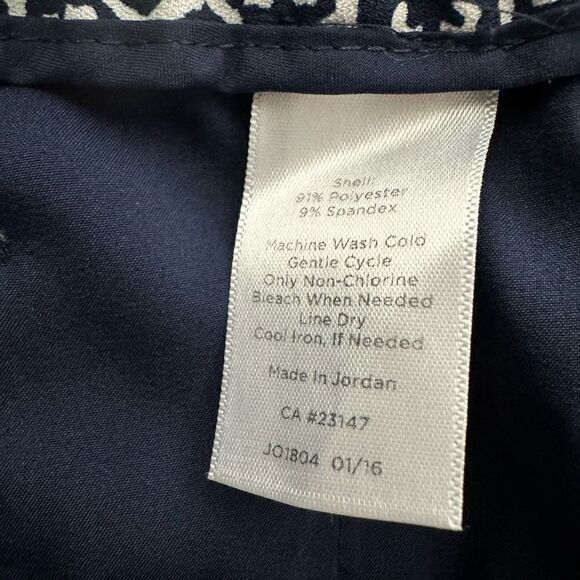 Talbots Drawstring Elastic Waist Pant size Large Navy White Geometric Print - Picture 7 of 7